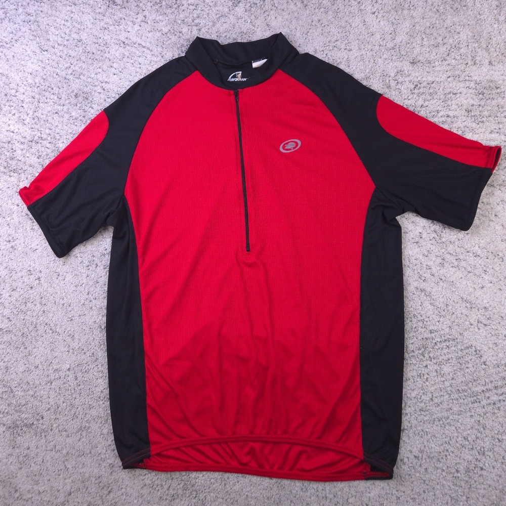 Performance Cycling Jersey Mens XL Short Sleeve Half Zip Cycle Red Black Biking